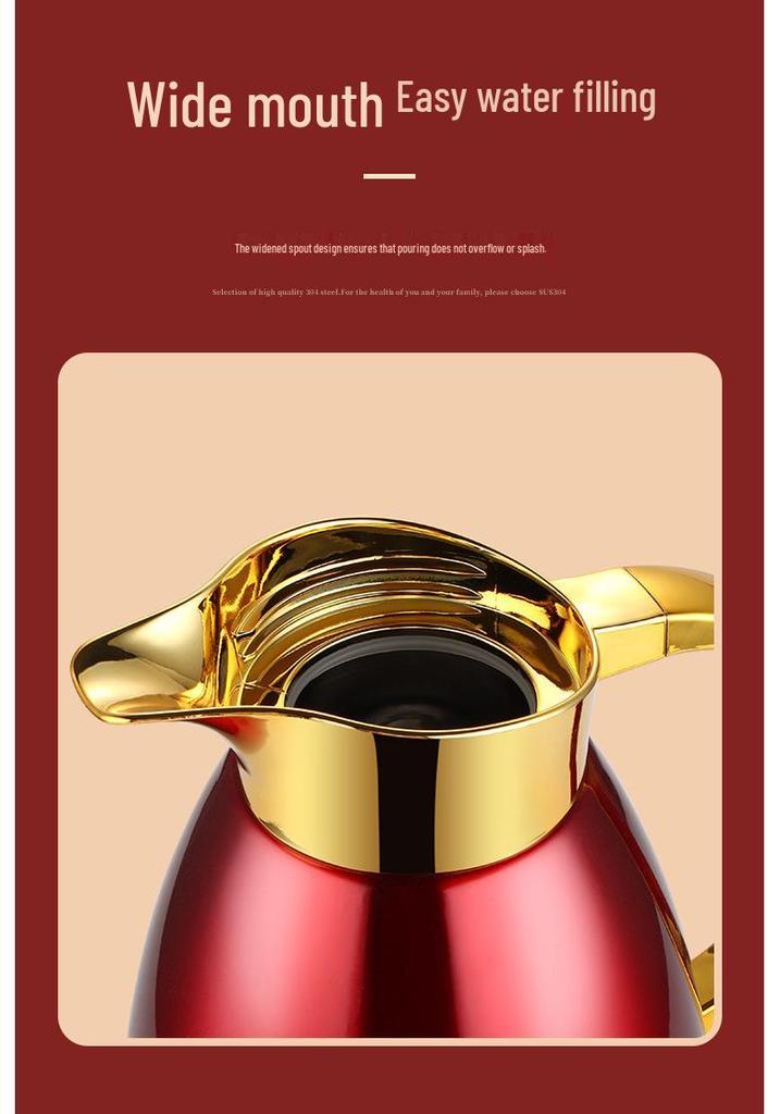 Wedding Dowry Red Insulated Thermos Flask Set - Pair of 304 Stainless Steel Kettles with Cups