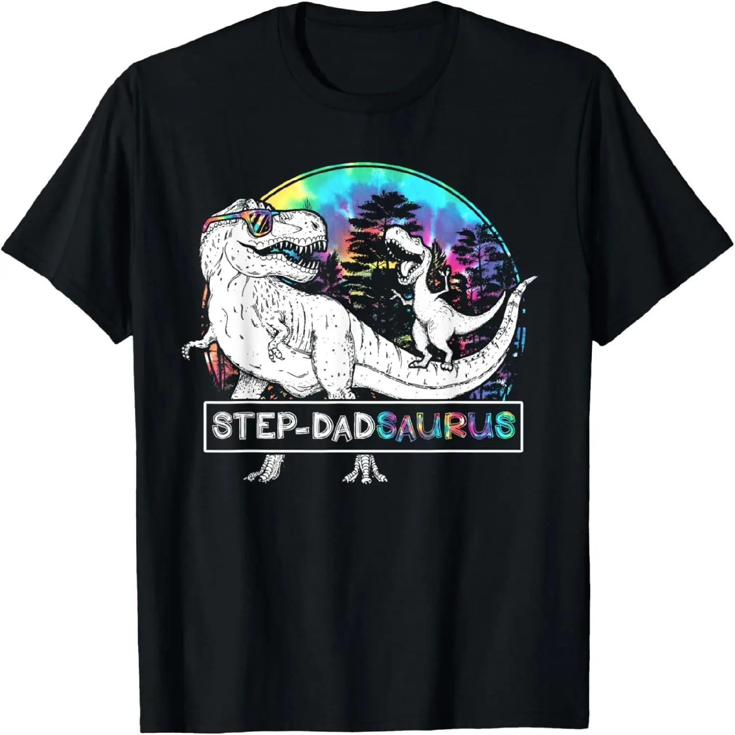 Step-dad Saurus Funny Dino Tie Dye Bandana Father s Day T-Shirt XXXXXL разноцветный