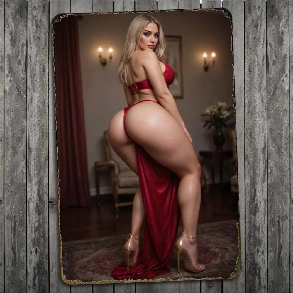 

Vintage Lingerie Art Tin Sign Metal Wall Decor Heat Resistant 20x30cm темного кольору хакі