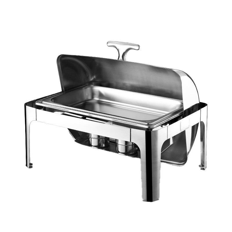 Gold-Plated Stainless Steel Buffet Warmer with Full Lid and Visible Insulation