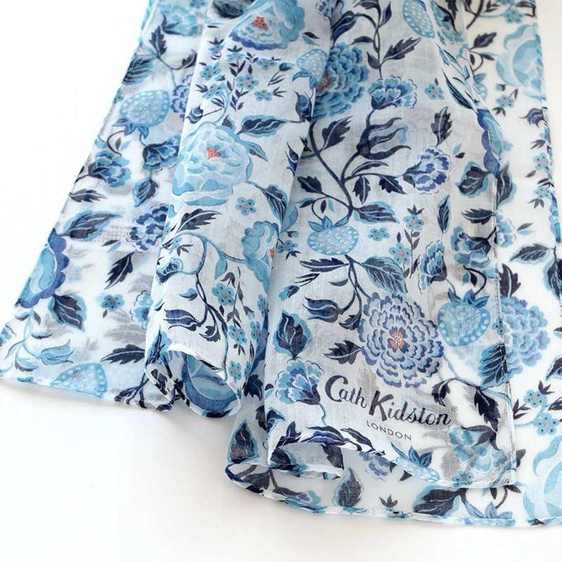 Used [New] Cath Kidston Long Scarf (UV Cut) Floral Pattern (Blue) Ladies Long Scarf Stole Approx. 150cm 001725-0001-01