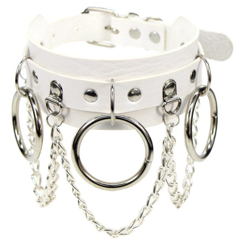 Stainless Steel Pu Leather Choker Necklace Pendant Collar For Women Goth Punk Chain Sexy Chocker Necklaces Bondage Gift