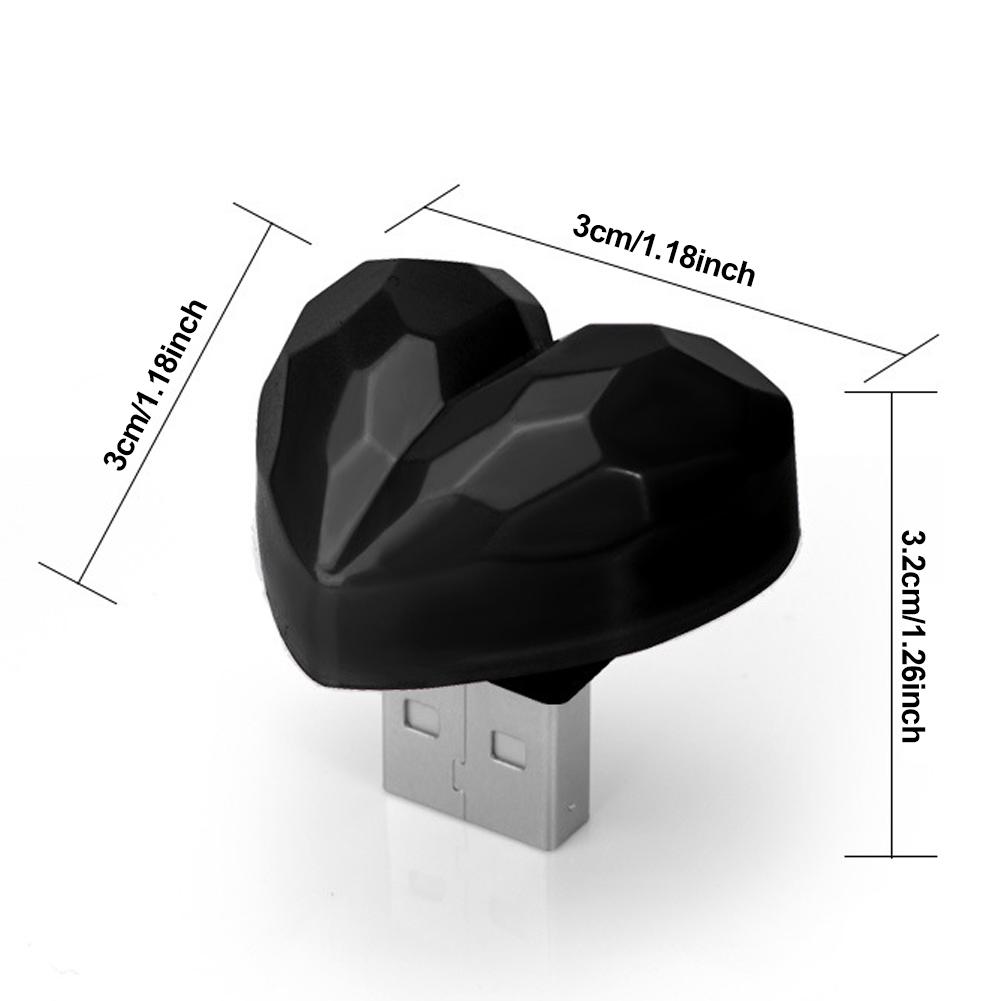 USB Car Interior Ambient Atmosphere Light LED Decorative Heart Type Lights for Auto Reading Lamp Decorations