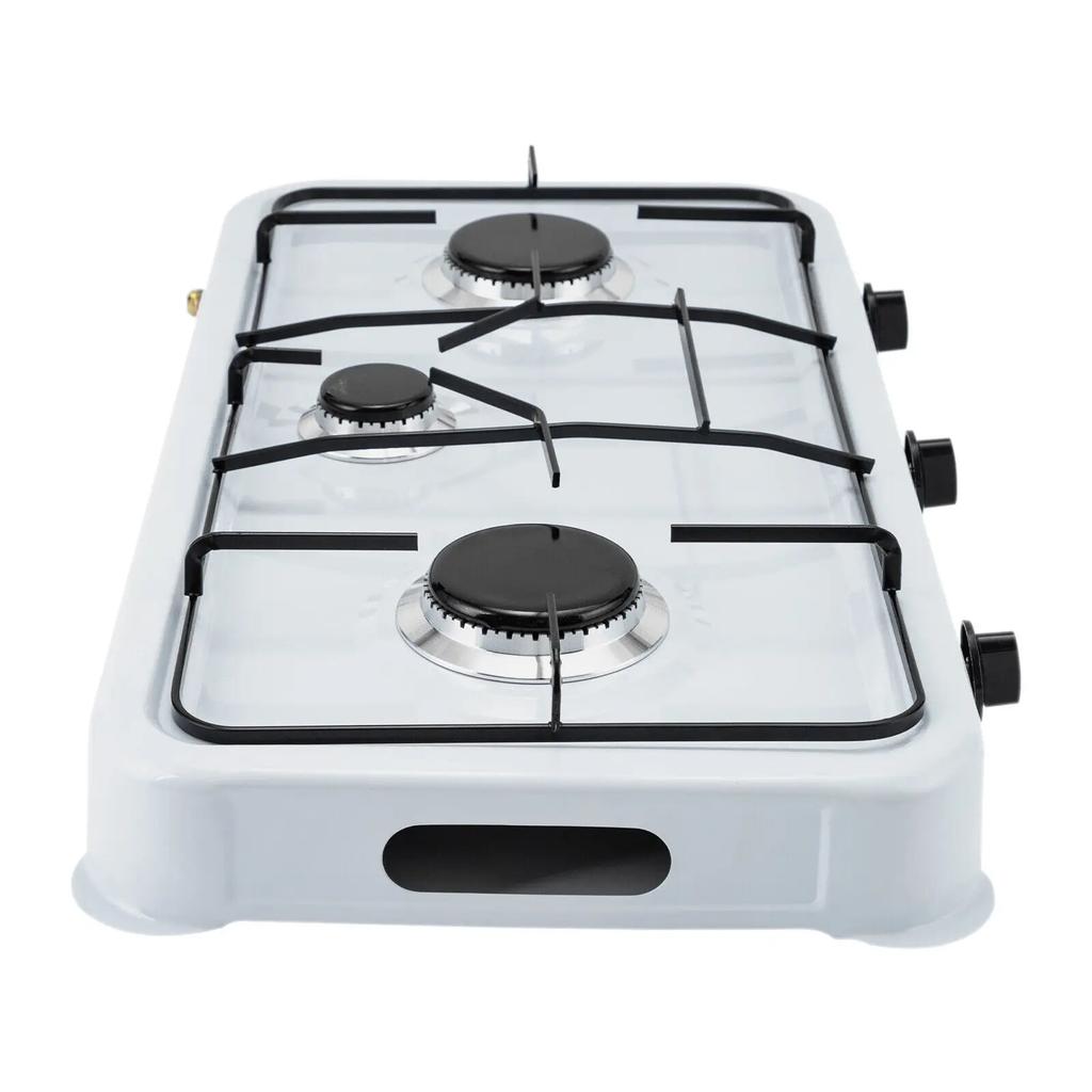 White Built-in 3-Burner Gas Cooktop Rectangular Cast Aluminum with Hose camping equipment
