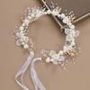 1pc Faux Pearl & Flower Decor Elegant Bridal Hair Band Tiara