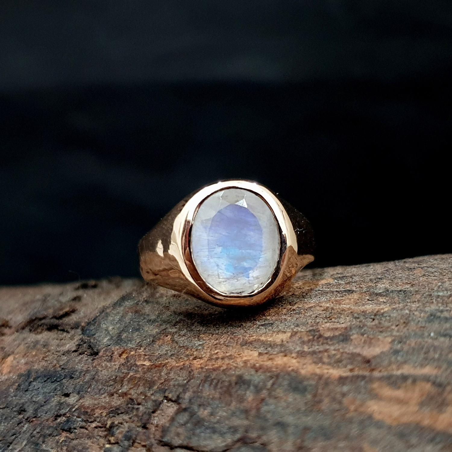 

Natural Faceted Rainbow Moonstone stelring silver rose gold fill ring Signet Ring, Faceted Moonstone Ring Jewelry 8 рожевий колір золота