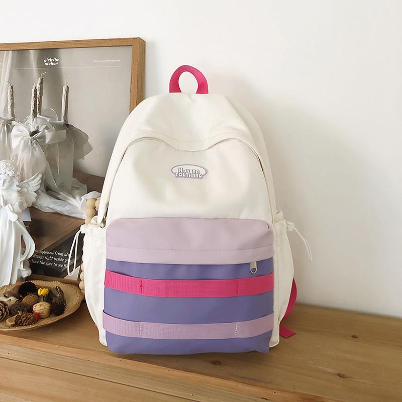 Minimalist Student Backpack With Color Block Design For Casual Travel And Day Trips