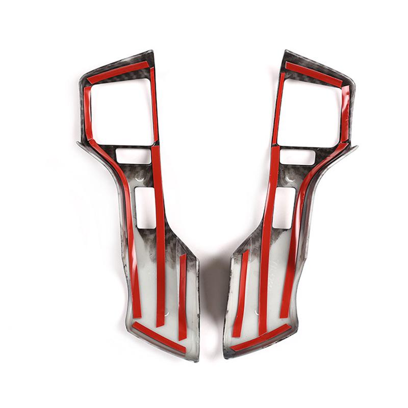 For Toyota Tundra 2014 2015 2016 2017 2018 2019 2020 2pcs Carbon Fiber Pattern ABS Car Steering Wheel Cover Trim Accessories