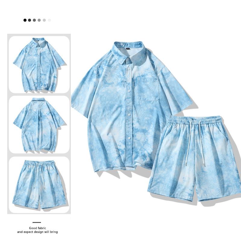 Men's Short-sleeved Shirt Sportswear Set Casual Versatile Beach Two-piece Suit