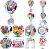 925 Silber Heißluftballon Sonnenblumen Charms Perlen Bunt DIY Schmuck Geschenke für Armbänder S925 Silber