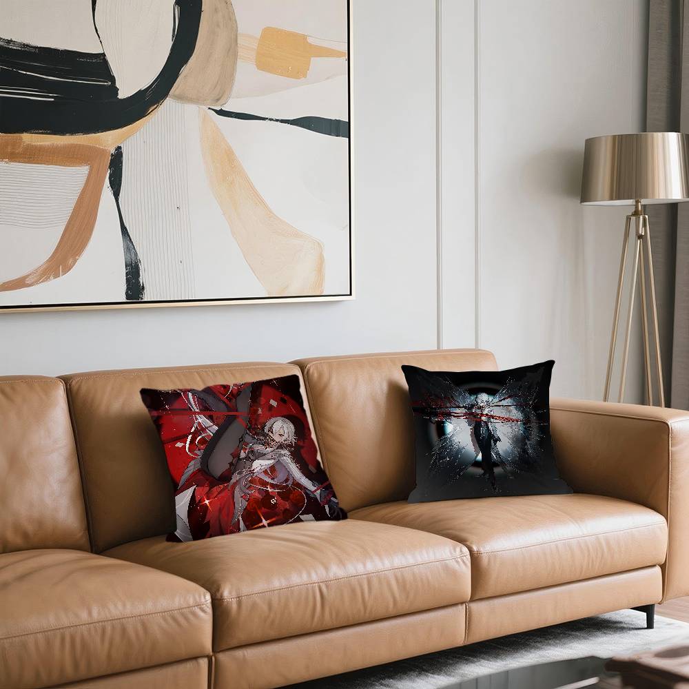 GenshinS Impact Arlecchino Pillow Covers Cartoon Sofa Decorative Home Double-sided Printing Short Plush Cute Cushion Cover