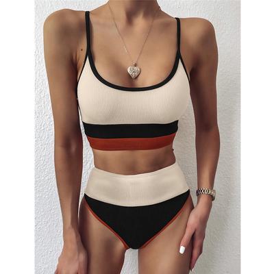 Push Up Swimsuit Female Patchwork Swimwear For Women Bathing Suit High Waist Bikini Set Sport Wear