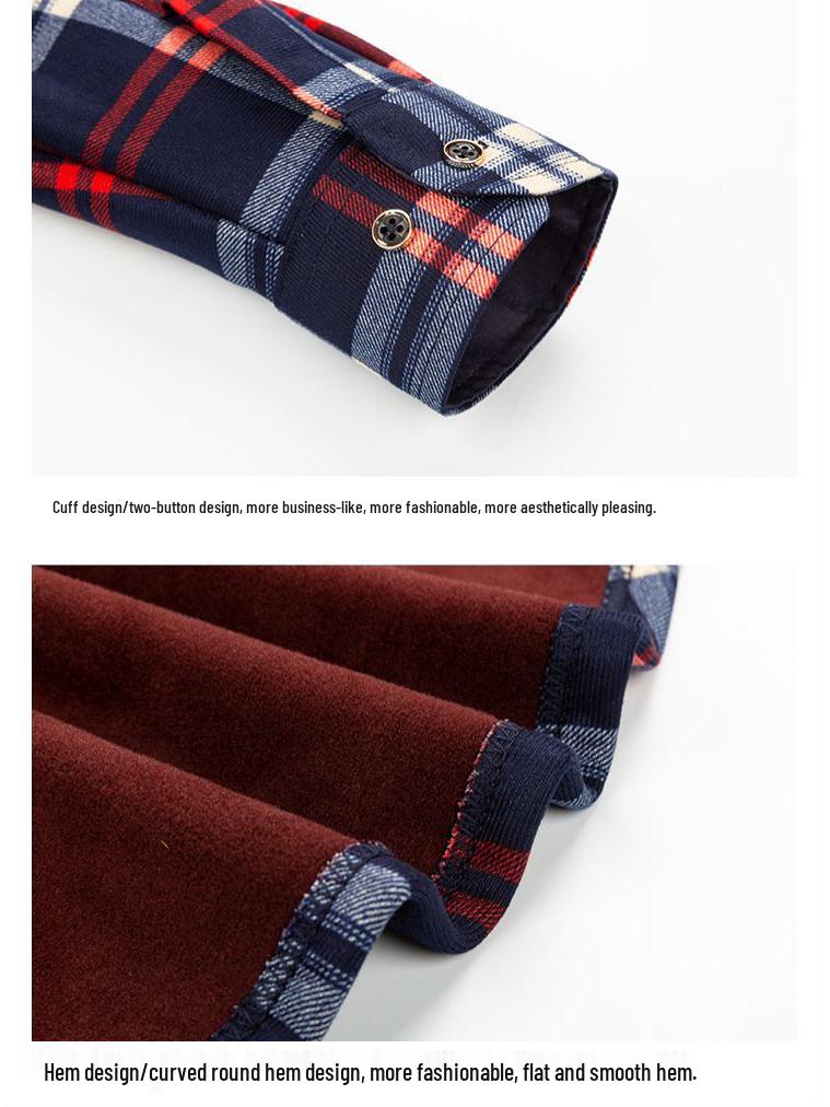 Men's Fleece-Lined Plaid Long-Sleeve Shirt
