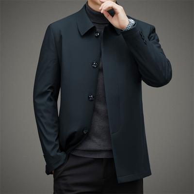 Men's Stand-up Collar Buttoned Mid-length Dad Wear Autumn and Winter Business Casual Cotton Coat Thickened Warm Cotton Coat