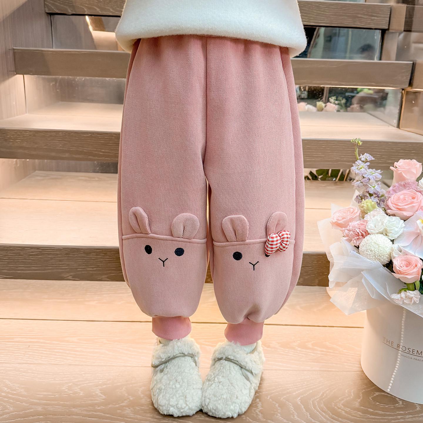 

Дівчачі зимові флісові штани 2025: Нові Модні Товсті Суцільні Спортивні Штани для Маленьких Дівчаток 120 cm рожевий