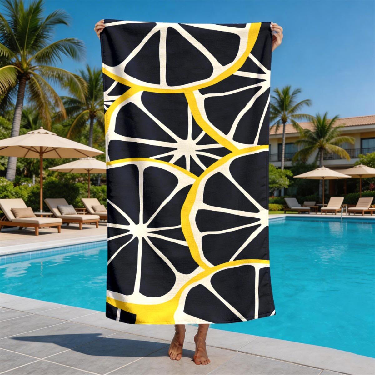 

Minimalist style lemon slices polyester microfiber beach towel is highly absorbent, suitable for swimming and beach outings W30*H60(CM)