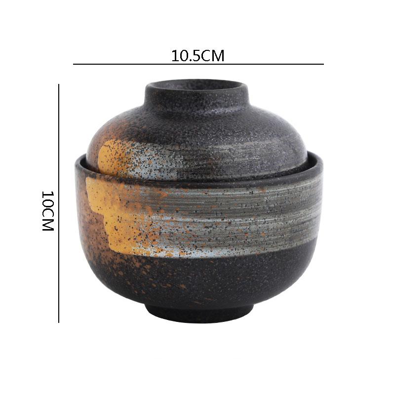 Keramikschüssel mit Deckel Kreatives Muster Dicke Suppenschüssel Dampfeierschüssel Dessertschalen Snackschalen Restaurant Spezialgeschirr