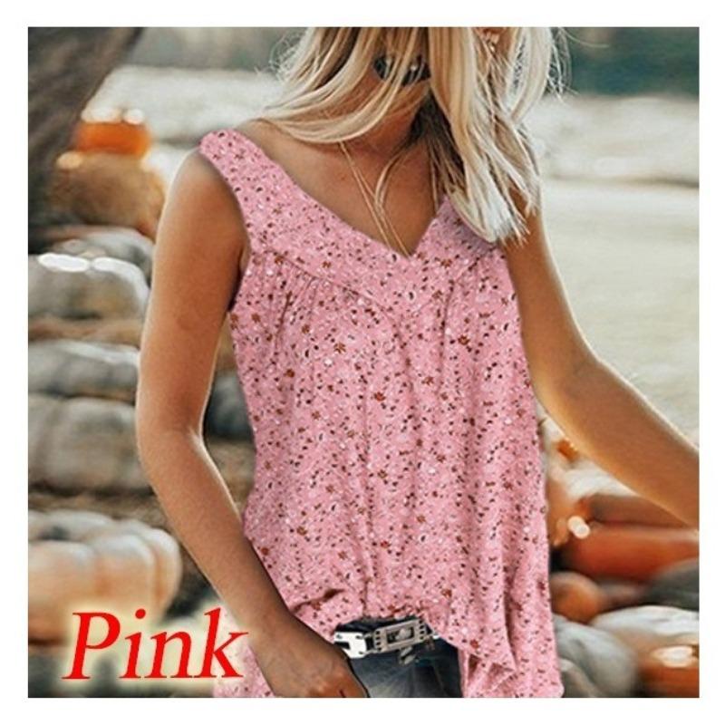 BITCED Women's Fashion Casual Solid Color Print Sleeveless V Neck Blouses & Shirts
