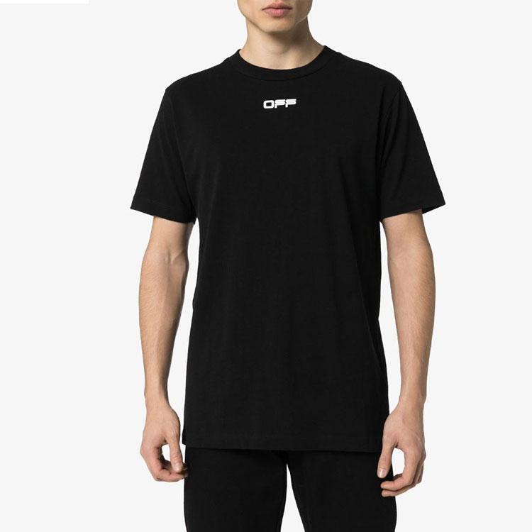 Off-White SS21 Logo Print Crew Neck T-Shirt Men Tops Black OMAA027S201850031088
