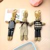 Houndstooth Rabbit Cartoon Figure Keychain with Scarf Pendant