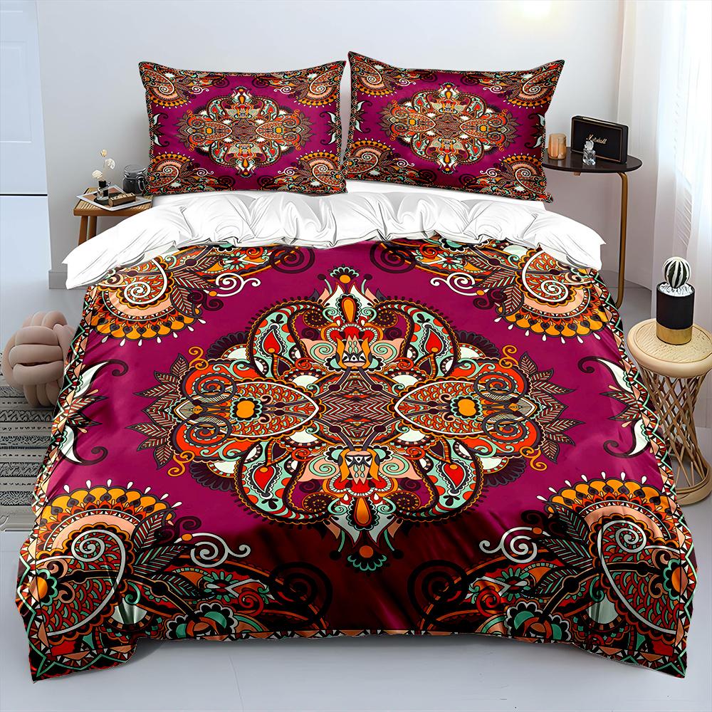 Vintage Symmetrical Floral Pattern Bedding Set 1 Duvet Cover 2 Pillowcases for Adult and Children Luxury Gift Full Size