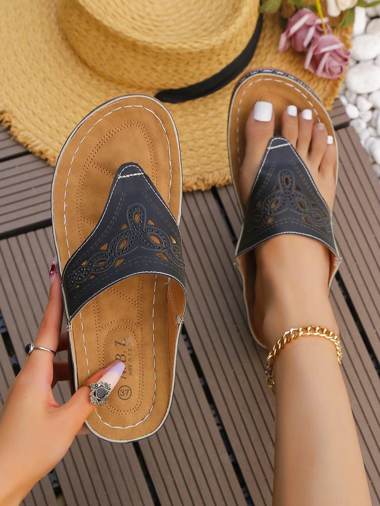 Fashion Women Platform Sandals Beach Casual Wedges Flip Flops Premium Orthopedic Open Toe Big Toe Anti-slip Outdoor PU Leather Shoes
