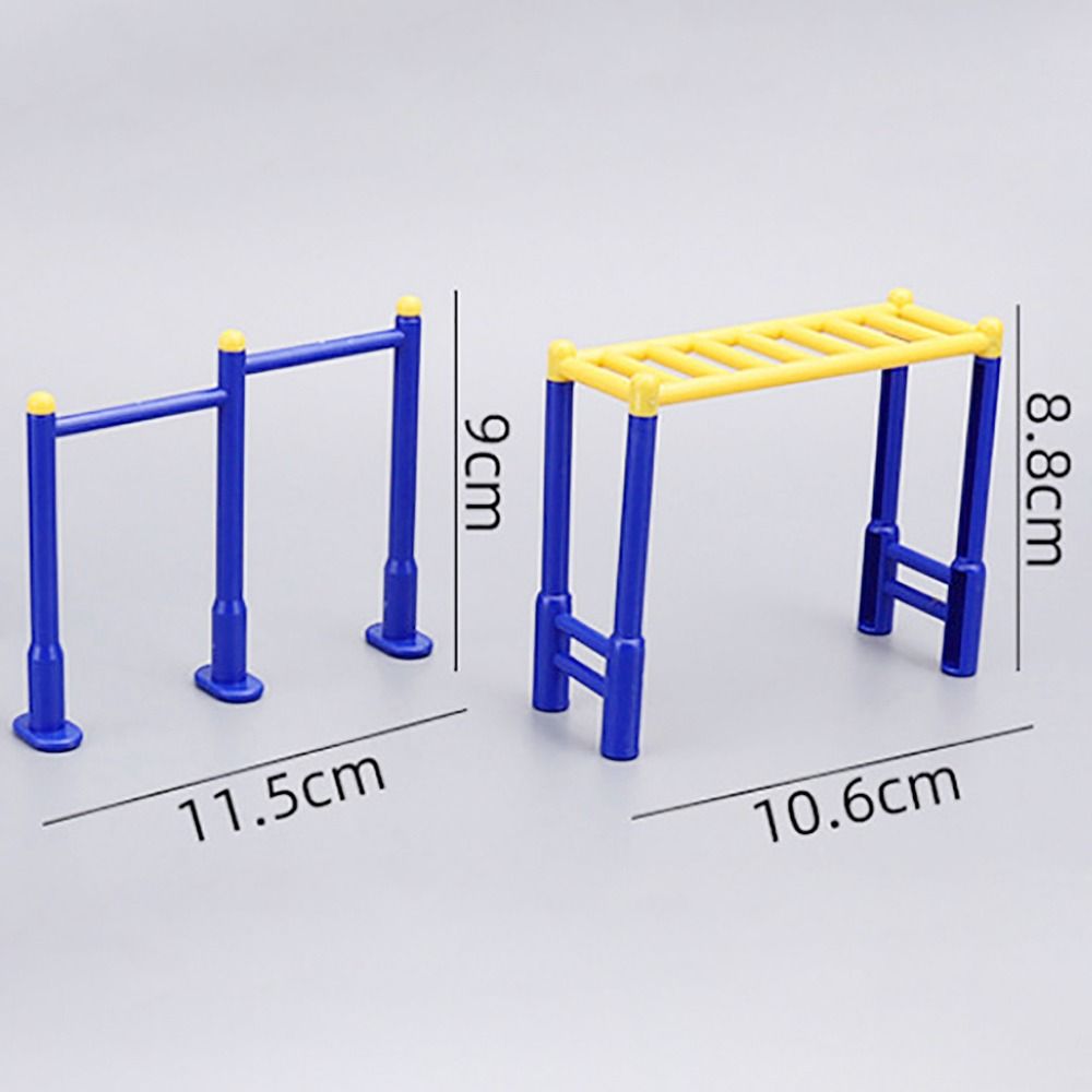 3PCS/Set Kunststoff Outdoor Sport Modell Gelb&Blau Maßstab Fitnessstudio Zubehör Mini Sandtisch Modell Geschenk