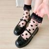 Damen Socken Japanische Lolitas Spitze Rüschen Verspielte Socken Niedliche Prinzessin Knöchelsocken Kristallglas Seide Transparent Socke