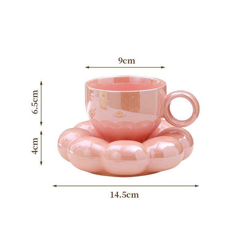 200ml Ceramic Coffee Cup Set with Creative Cloud-Shaped Saucer, Cute Decorative Mug for Home & Office