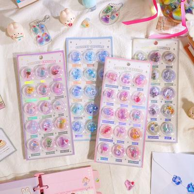 Kawaii 3D Kapsel Präge Relief Aufkleber 1/6 Stück Kristall Präge Selbstklebende Aufkleber Für DIY Notizbuch Scrapbooking Dekoration