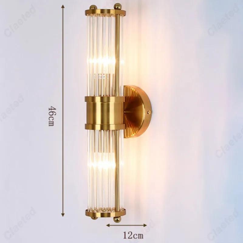 LED Minimalist Retro Full Copper Bedroom Bedside Wall Lamp Indoor Living Room Staircase Corridor Luxurious Decorative Lighting