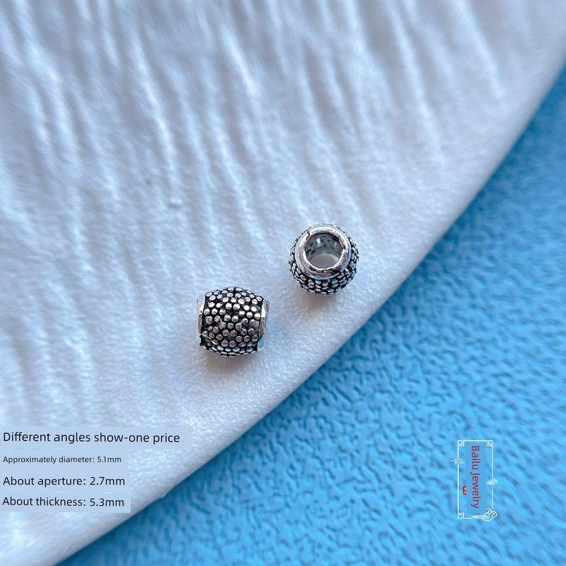

Accessories S925 Thai Silver Cut Out Barrel Beads Straight Tube Spacer Beads Large Hole Sliver Beads DIY Crystal Bracelet Accessories Accessories P325 Section