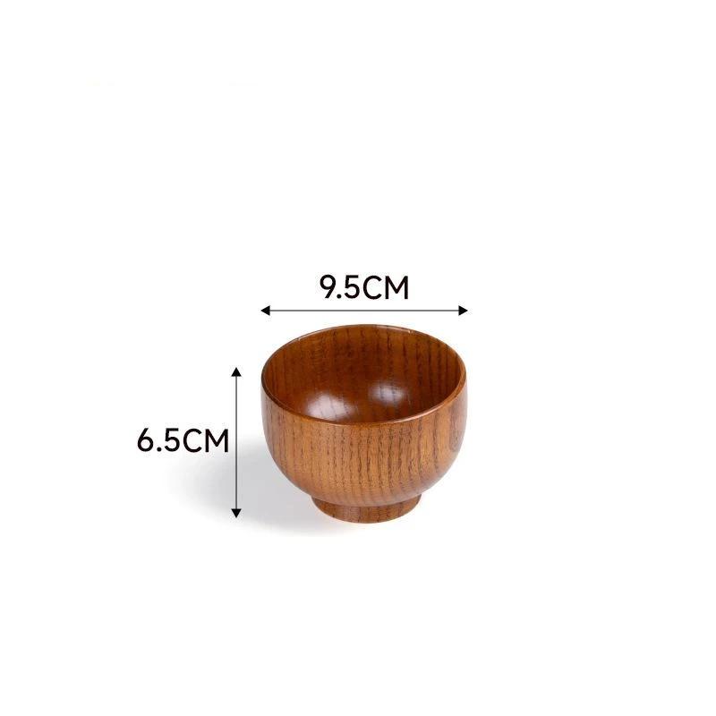 1 Pcs Wooden Bowl Jujube Wooden Bowl Round Large Soup Bowl Creative Children'S Rice Bowl Tableware