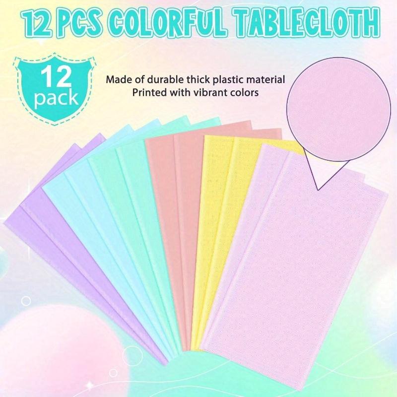 Plastic Pastel Tablecloth, Multicolor Disposable Rectangle Tablecloths for Wedding, Birthday Party, Spring Easter, Summer Party Decoration
