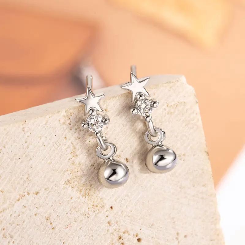 

ANENJERY Серьги с круглыми бусинами из циркония для женщин, уникальные, простые, универсальные, компактные, новые серьги, ювелирный подарок белый