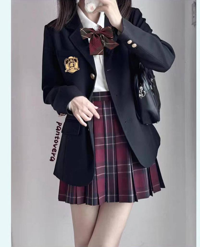 QOOLY JK Uniform Plus High School Girl School Size M 5-Piece Set, Size, Uniform, Spring, Autumn, Winter, Costume, Cosplay, Black,