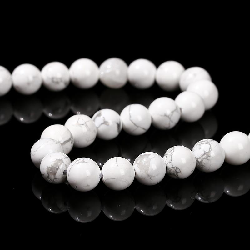 Natural Stone White Turquoise Beads Round Loose Spacer Howlite For Jewelry Making Handmade Bracelet Diy Necklace Accessory 15"