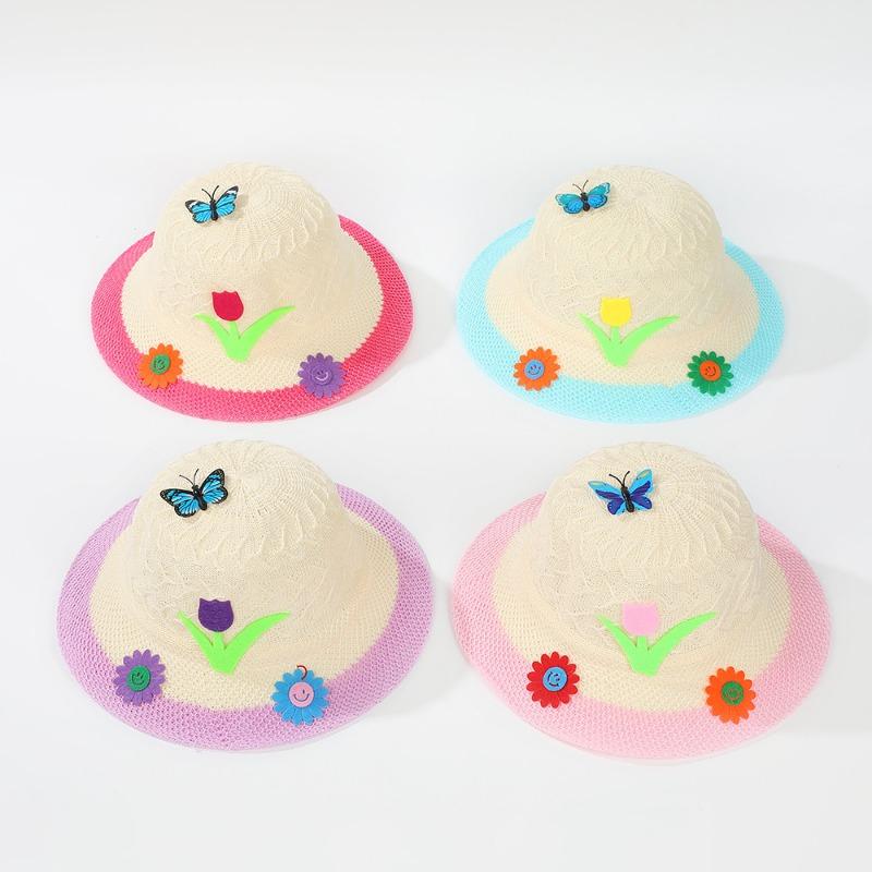 Spring and Summer Macaron Baby Sun Hat Girls Children's Fun Butterfly Flower Cute Sun Hat Children's Gift