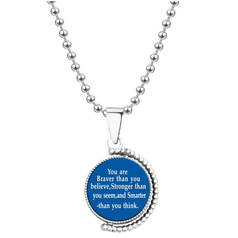 European & American Moon Pendant Necklace - Rotatable Engraving, Creative Christmas Gift, Titanium Steel.