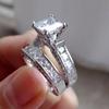 2Pcs/set Fashion Bridal Set Elegant Rings for Women Wedding Engagement Jewelry With Full Shiny Crystal Zircon Female Ring