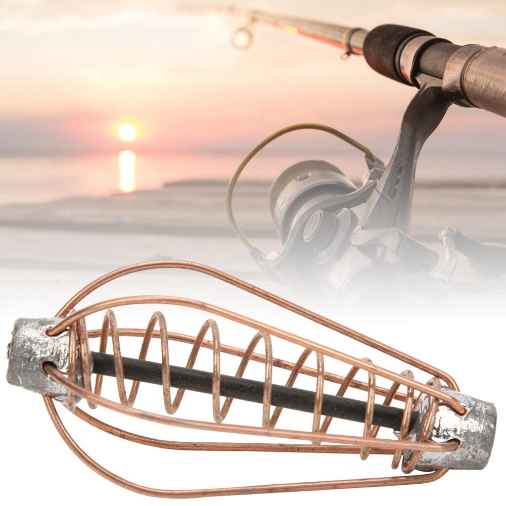 Feeder Metal Lure Fishing Portable Bait Cage Tackle Accessories With Weightcopper Colour 25g6pcs