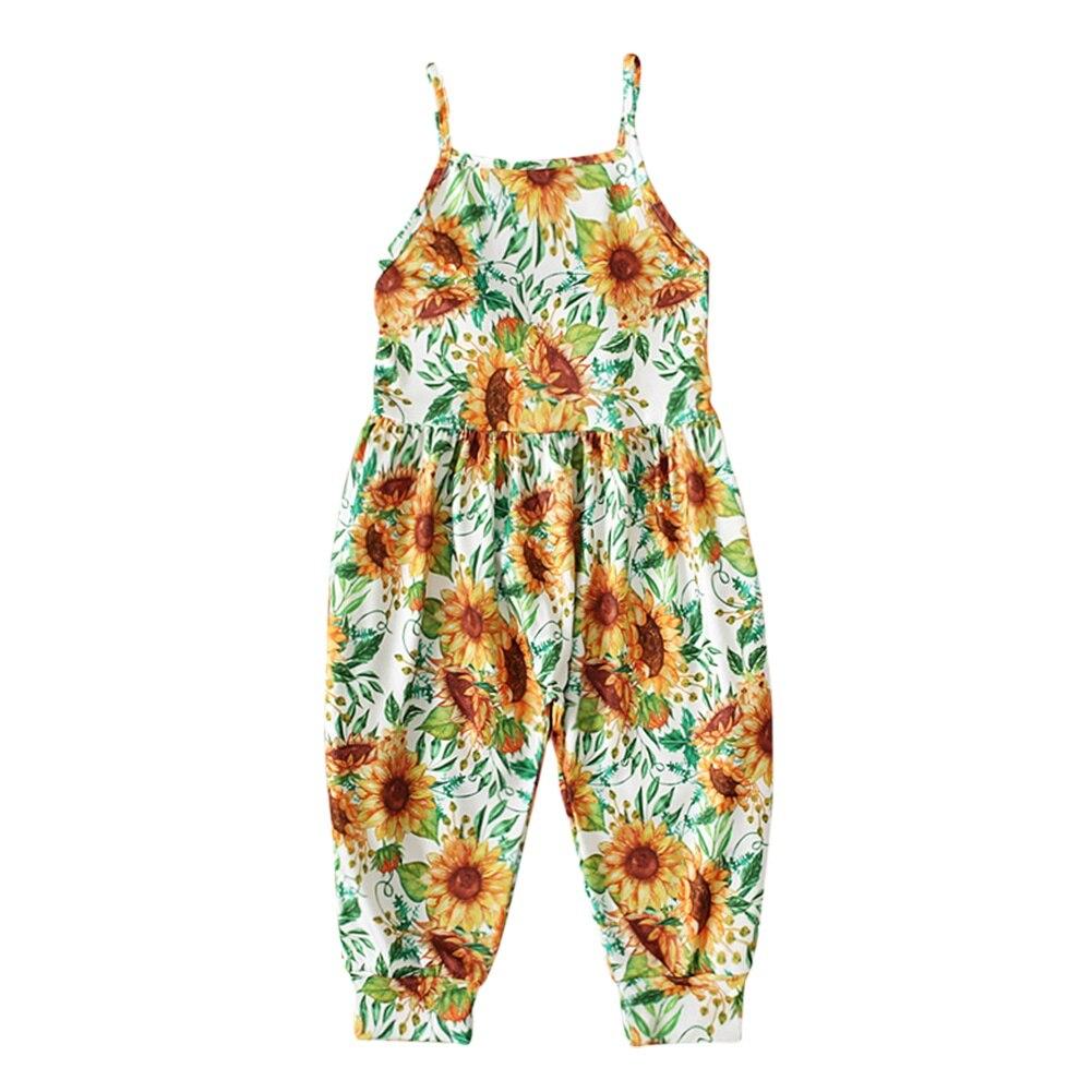 Toddler Jumpsuit Sleeveless Open Back Girls One Piece Strap Romper with Pockets