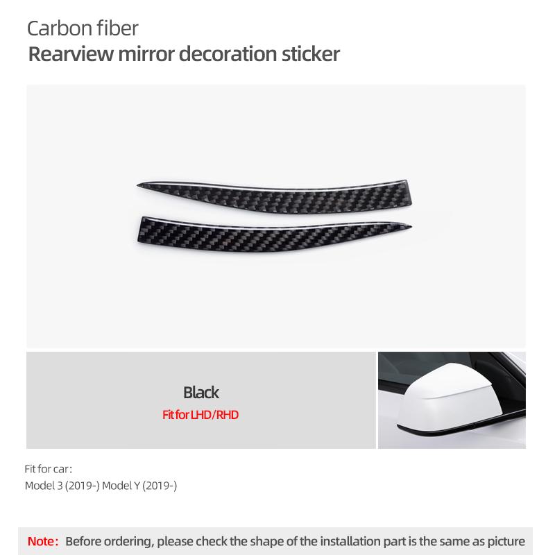 Carbon Fiber Rearview Mirror Sport Trim Strip For Tesla - Model Y Juniper 2025 Model 3 Highland 2024 Car Sticker Accessories
