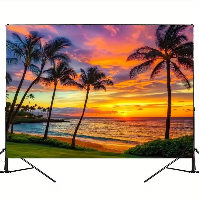 2D Sunset Ocean Backdrop for Summer Vacation Photoshoot & Studio