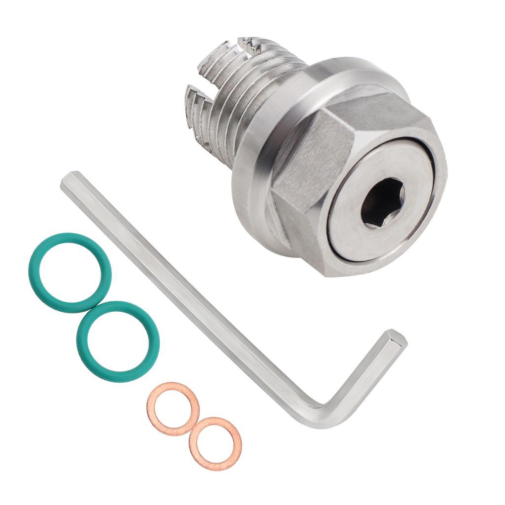 M14.1X1.5 Edelstahl Selbstschneidende Ölablassschraube Gewindereparaturset mit O-Ring Inbusschlüssel für Ölwanne Silber