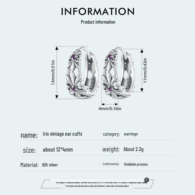 Avle Retro Iris Hul Sterling Sølv S925 Allsidige Sommer Øredobber for Kvinner