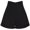 Plus Size High Waist Woolen Wide Leg Shorts for Women - Autumn Winter 2023 Black A-Line Slimming Casual Pants