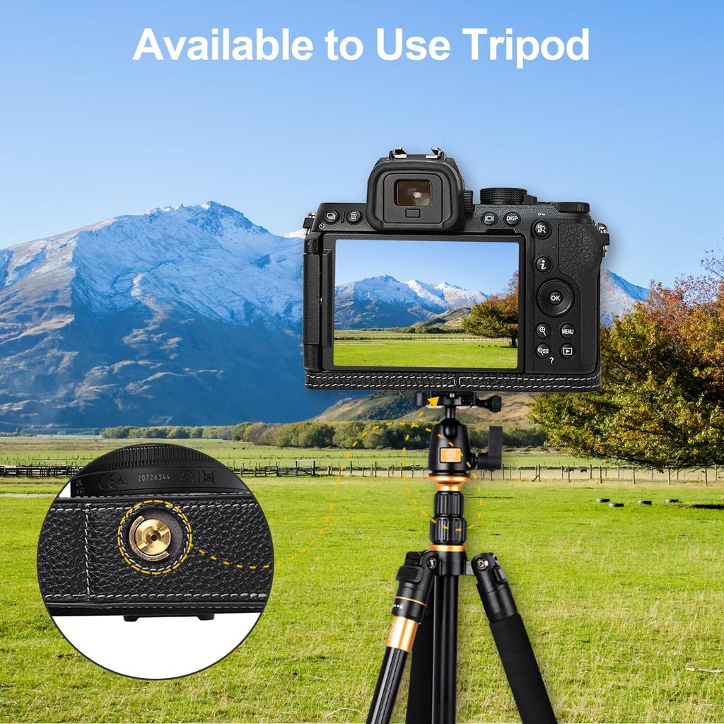 Rieibi Handmade Genuine Leather Half Nikon Z50II Mirrorless Digital Camera Body Protective Grip Case for Nikon Z50 II Case, Case,