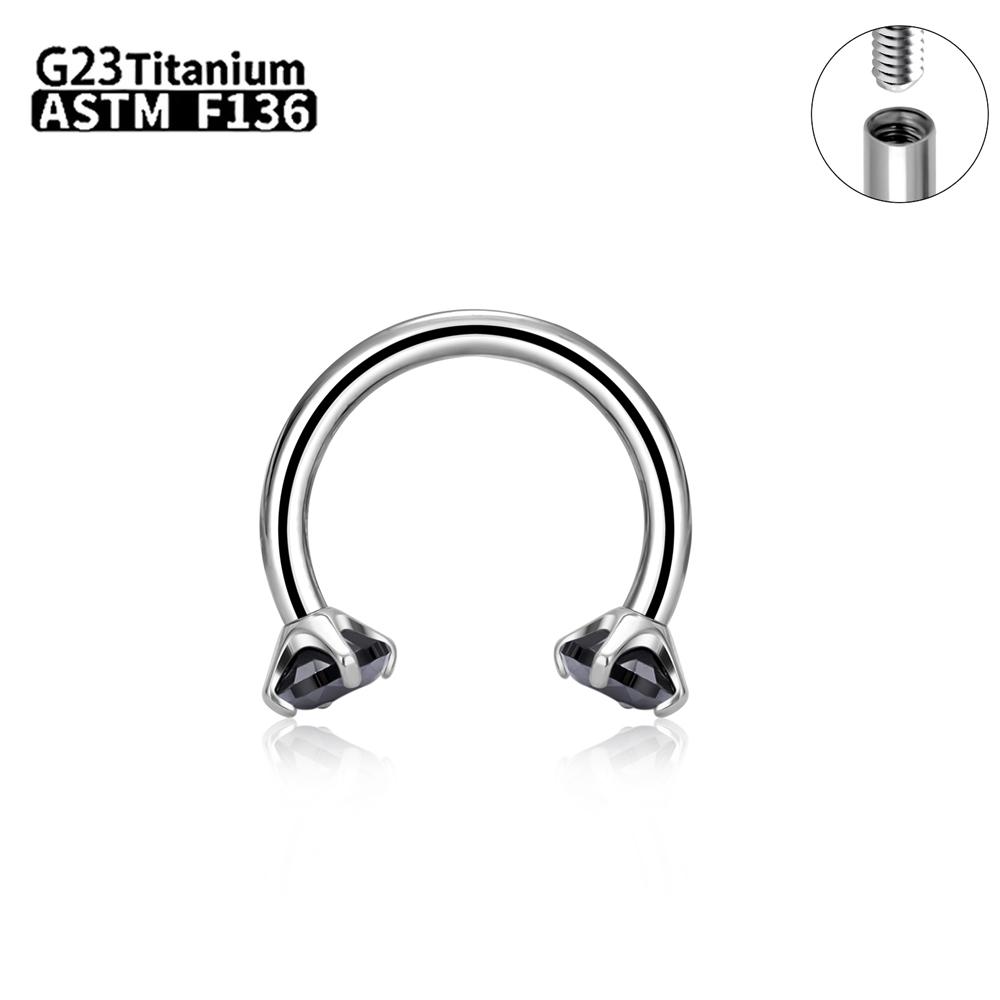 1/5/50Pcs G23 Titanium ASTM-F136 Piercings Nose Ring Internal Thread C Rod Zircon Body Jewelry For Women