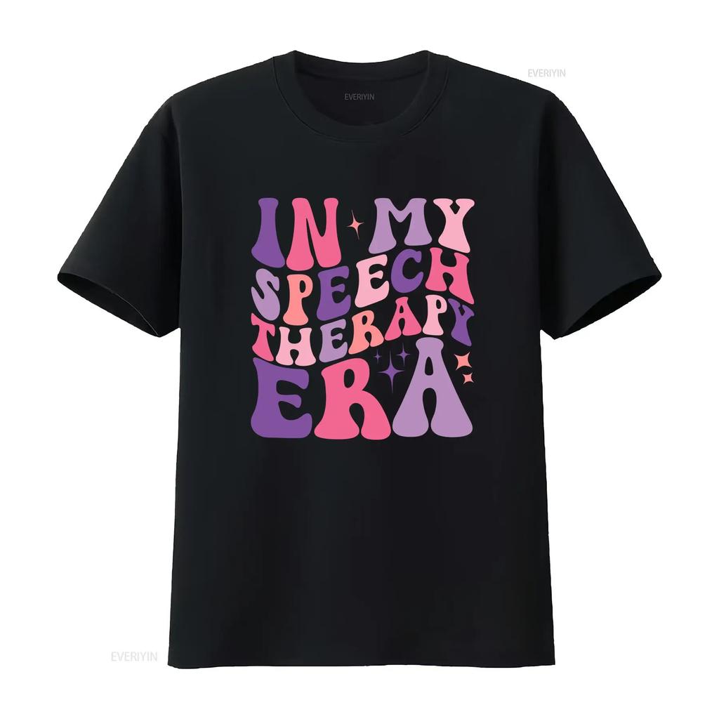 Retro Groovy In My Speech Therapy Era Slogan Print Casual T Shirt Vintage Washed Top For Everyday Wear Graphic Streetwear
